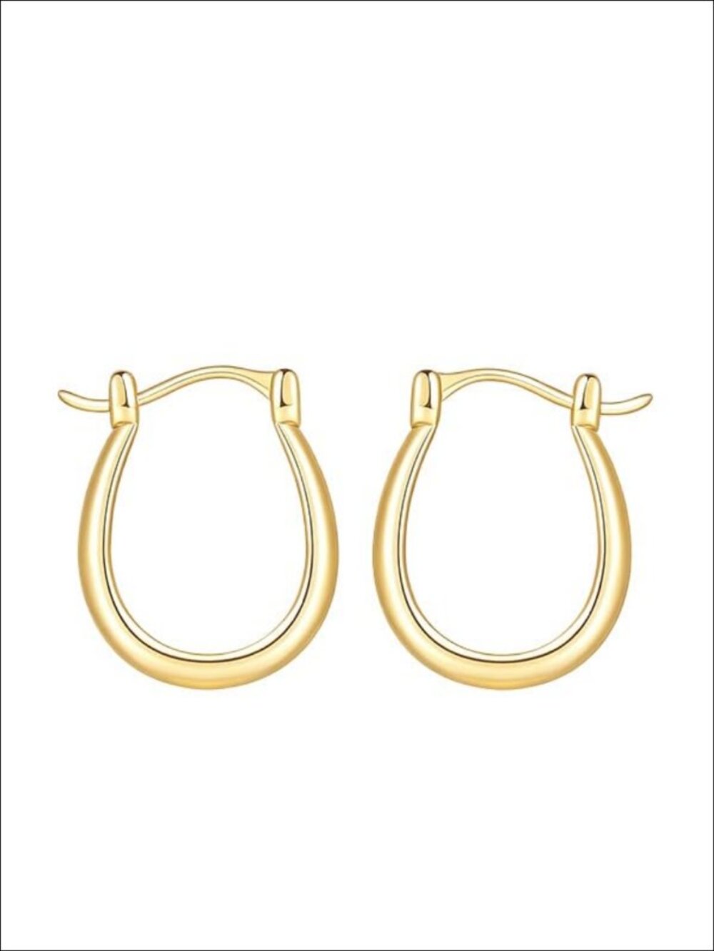 14K Gold Plated U-Shaped Hoop Earrings Simple Elegant